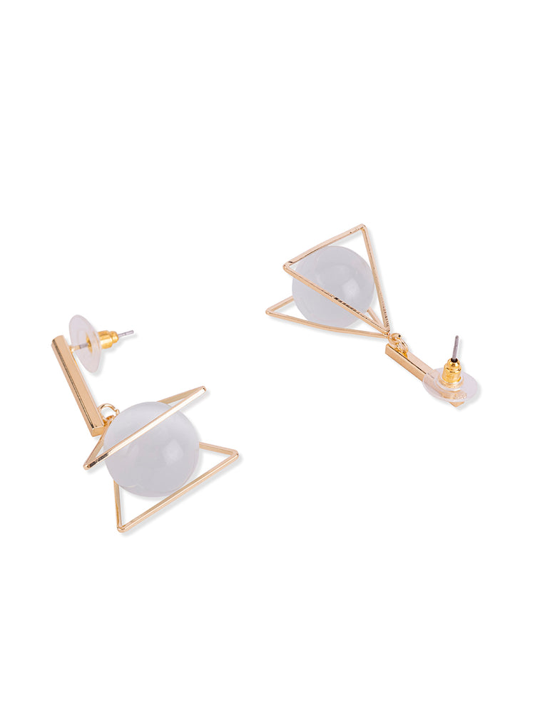 Shape: Triangle and ball| Materia Silver-colored metal and gold-colored metal| Finish: Matte on the triangle and shiny on the ball - Rare1Studio