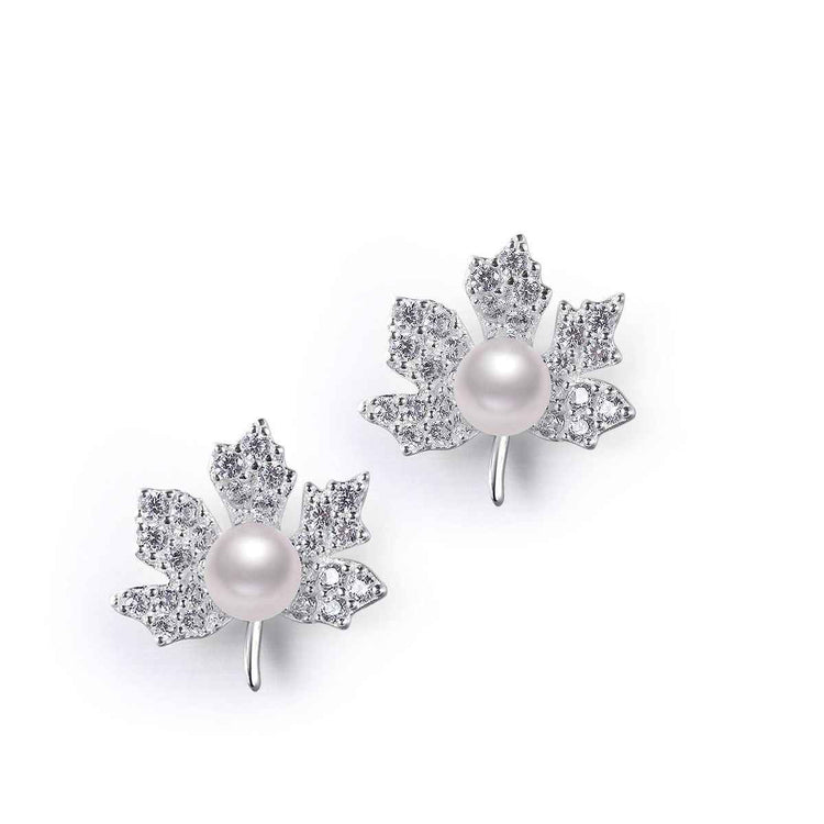 SILVER PEARL WITH ZIRCONIA STONE |Trendy Silver Pearls stud earrings - Rare1Studio