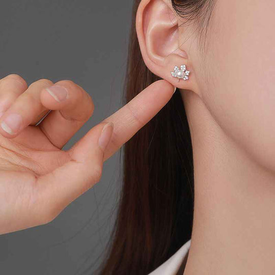 SILVER PEARL WITH ZIRCONIA STONE |Trendy Silver Pearls stud earrings - Rare1Studio