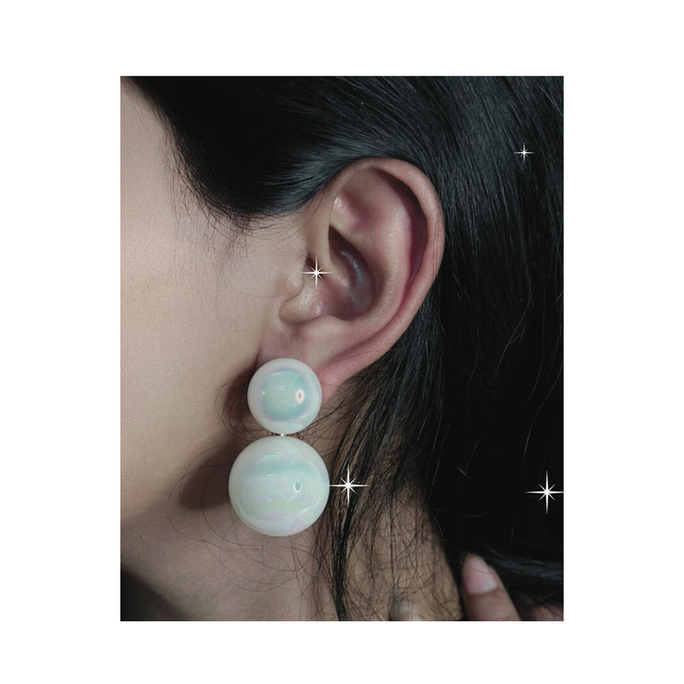 Attractive Grey & White Marble Earring For Women