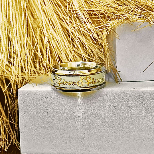 I Love You Written In Gold Plating Finger Ring For Men & Boy I Size : (17 To 21)