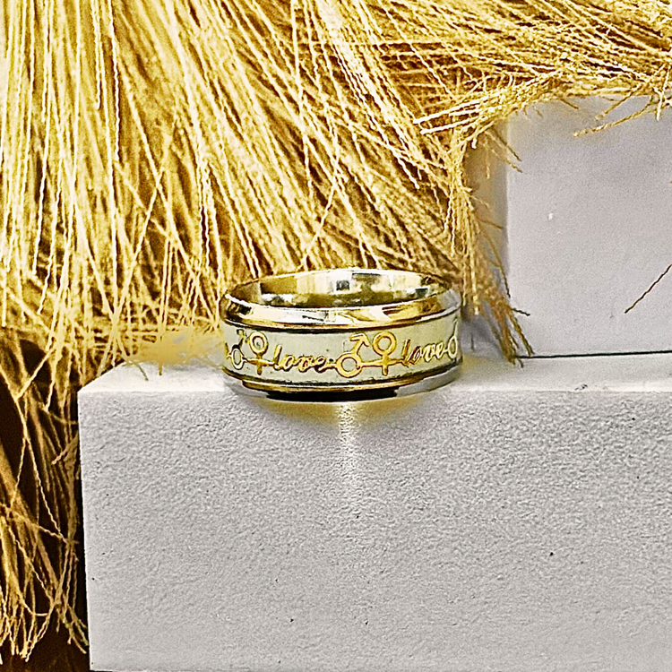 I Love You Written In Gold Plating Finger Ring For Men & Boy I Size : (17 To 21)