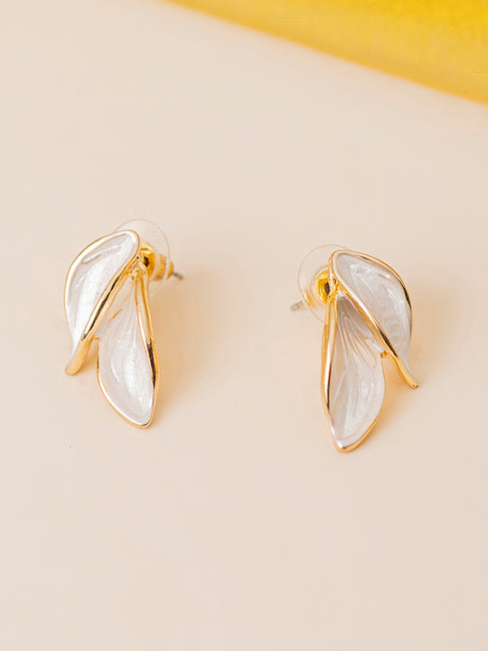 Leaf Shaped Earrings with Gold Trim|Elegant and Timeless Jewelry for Any Occasion - Rare1Studio