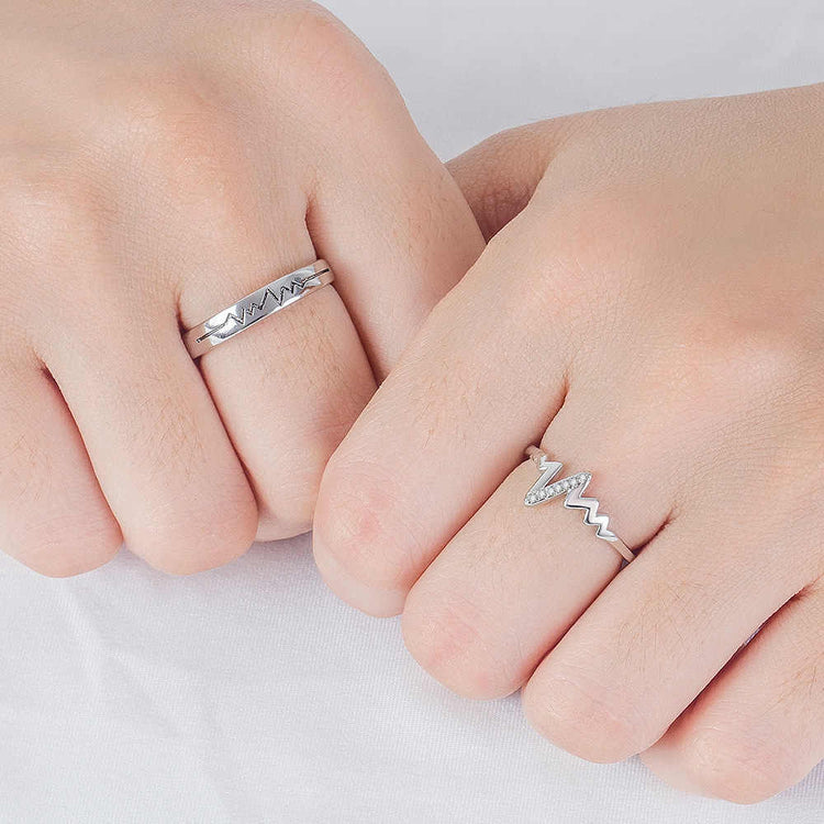 Minimalist Silver Couple Rings with Infinity Design - Rare1Studio