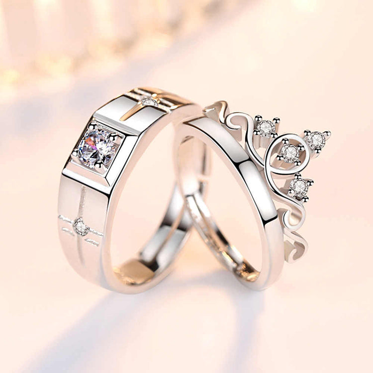 Contemporary Adjustable Silver Plated Couple Ring For Women (Free Size)