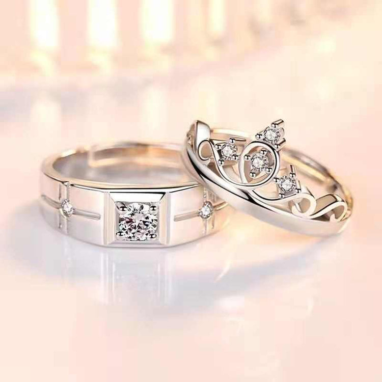 Contemporary Adjustable Silver Plated Couple Ring For Women (Free Size)