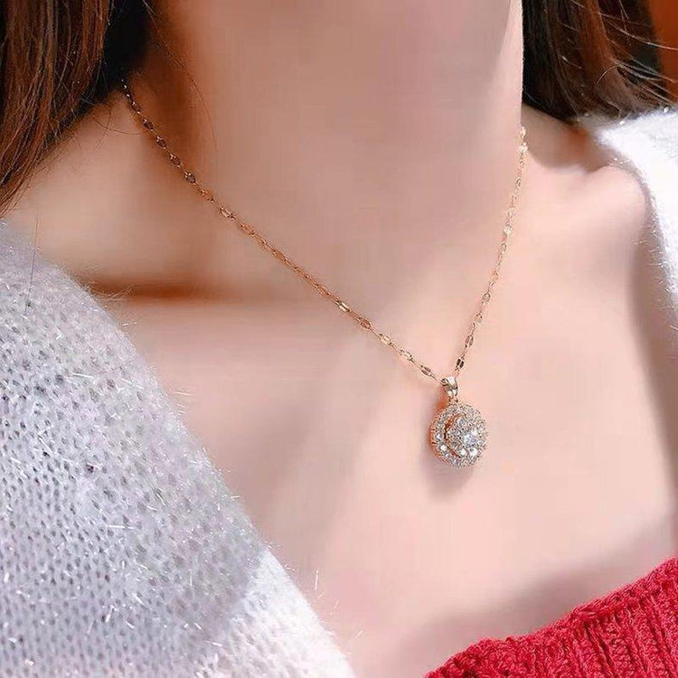 Western & Casual Rose Gold Plated 360° Rotating Pendant With Chain For Women