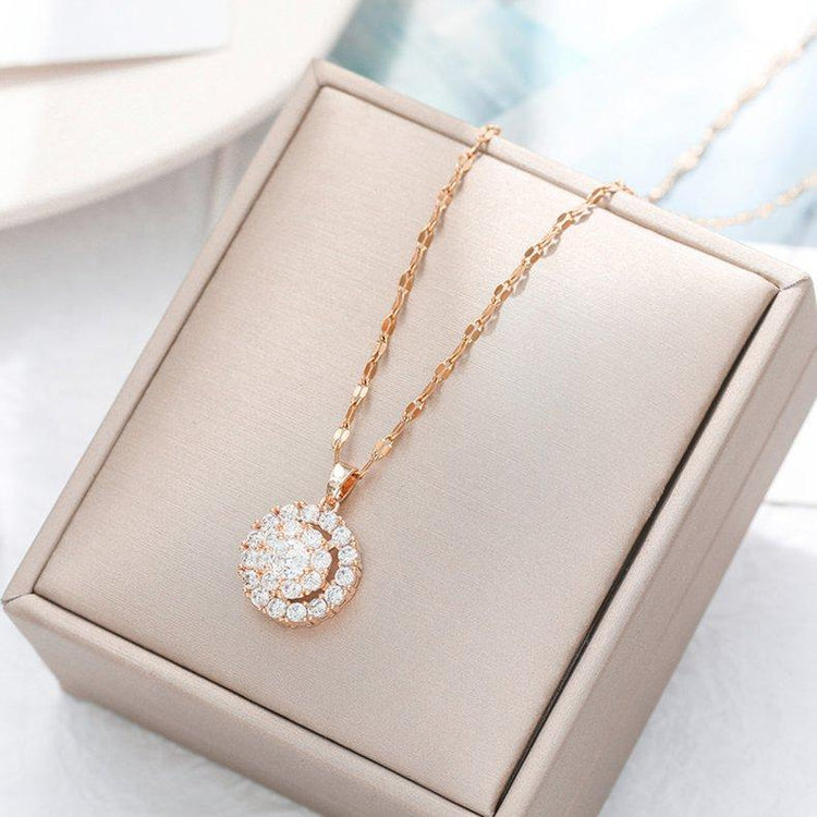 Western & Casual Rose Gold Plated 360° Rotating Pendant With Chain For Women