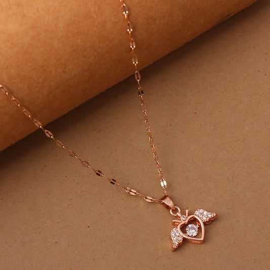 Attractive Rose Gold Plated Angel Dancing Stone Pendant For Women