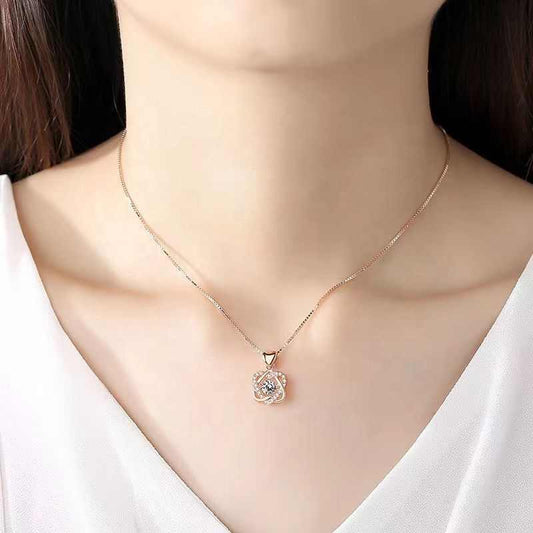 Elegant Rose Gold Plated Double Heart Love Pendant For Women