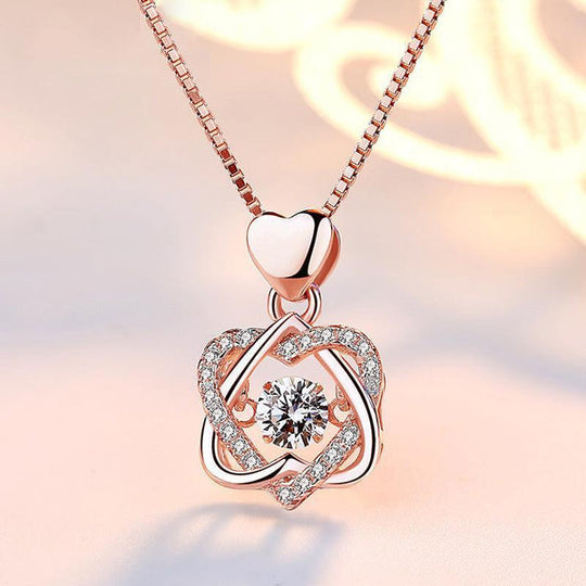 Elegant Rose Gold Plated Double Heart Love Pendant For Women