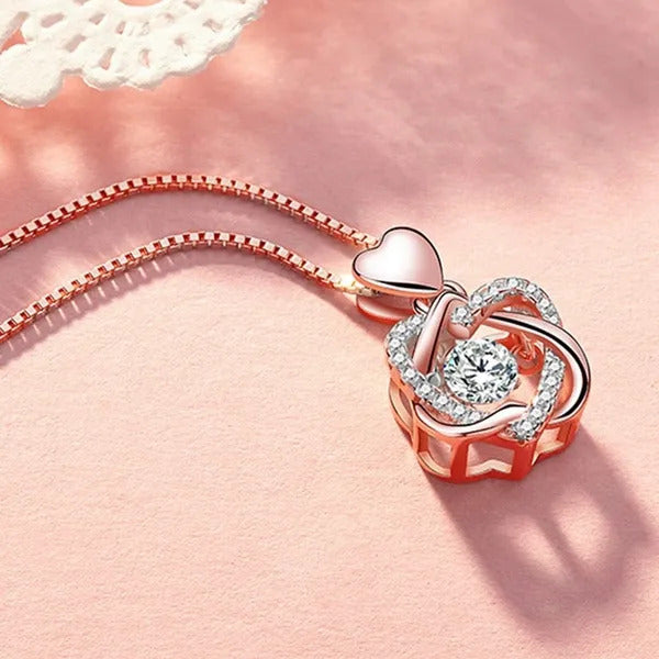 Elegant Rose Gold Plated Double Heart Love Pendant For Women