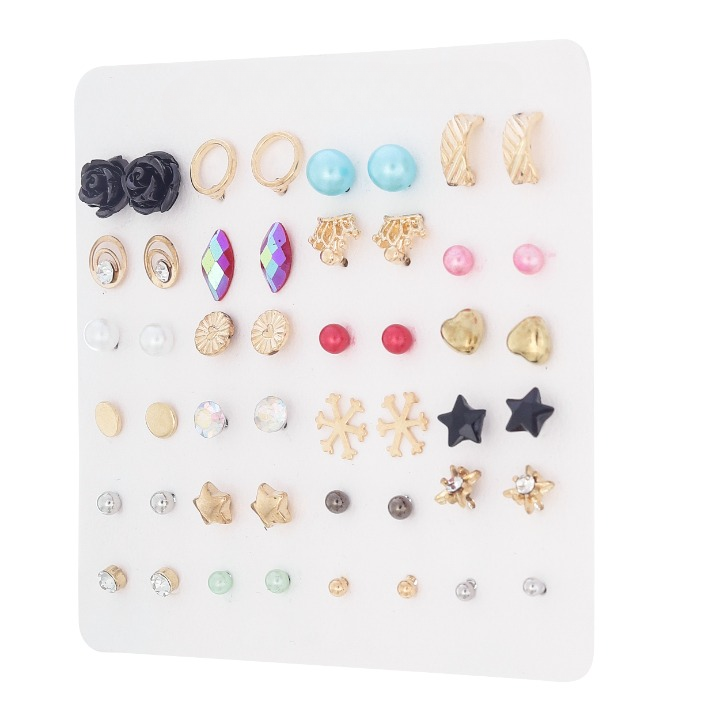 Contemporary Gold Plated Stud Earring Combo of 24 For Women ( Free size)