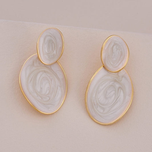 Classy Marble Finish Gold Plated Drop Earrings For Women (Lightweight)