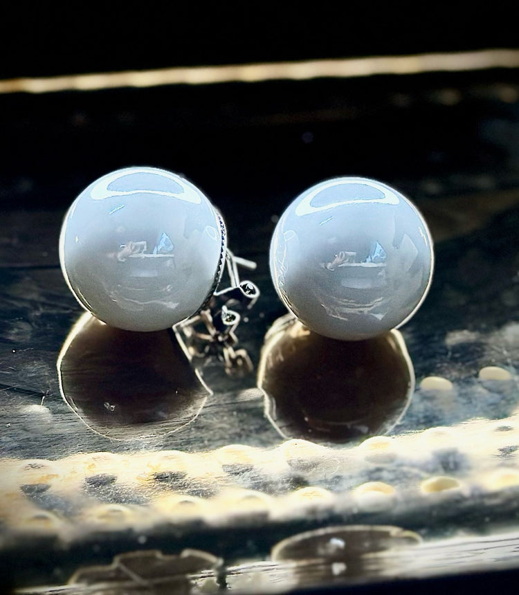 Attractive Grey & White Marble Earring For Women