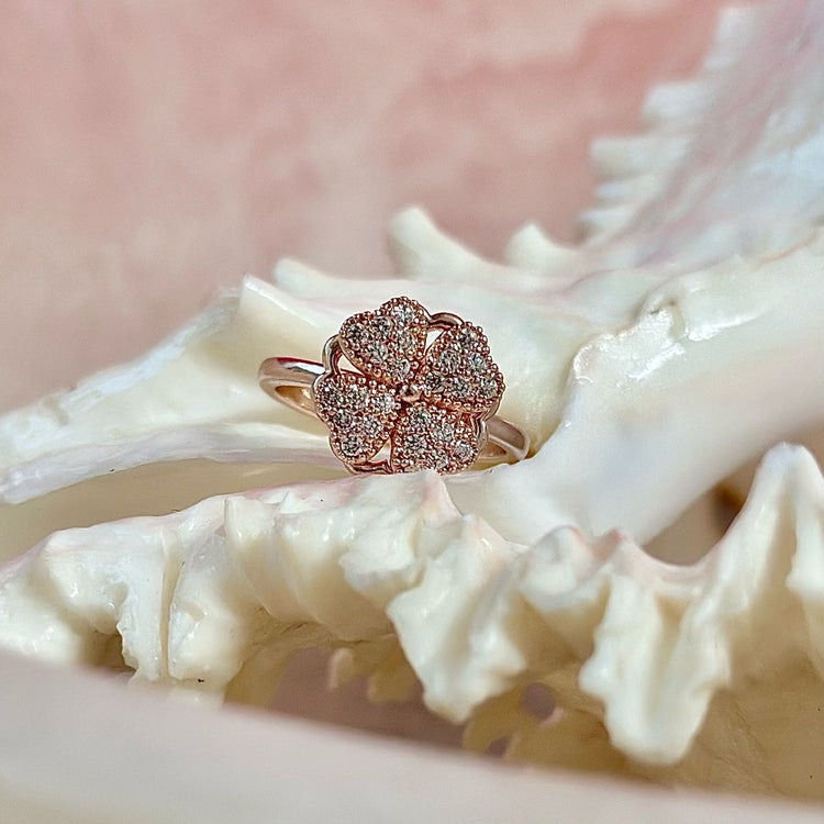 Rotating Flower Adjustable Rose Gold Plated Ring For Women (Free Size)