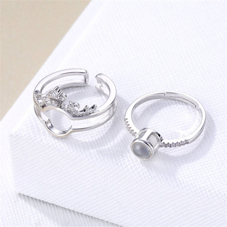 I Love You In 100 Languages 2 In 1 Adjustable Silver Plated Ring For Women (Free Size)