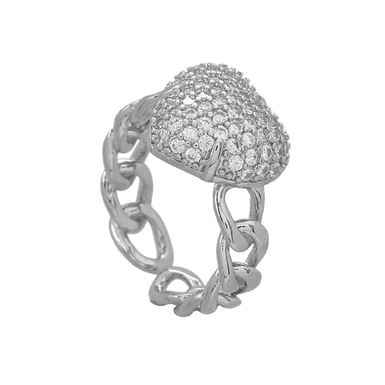 Crystal Heart Adjustable Finger Ring For Women & Girl (Free Size)