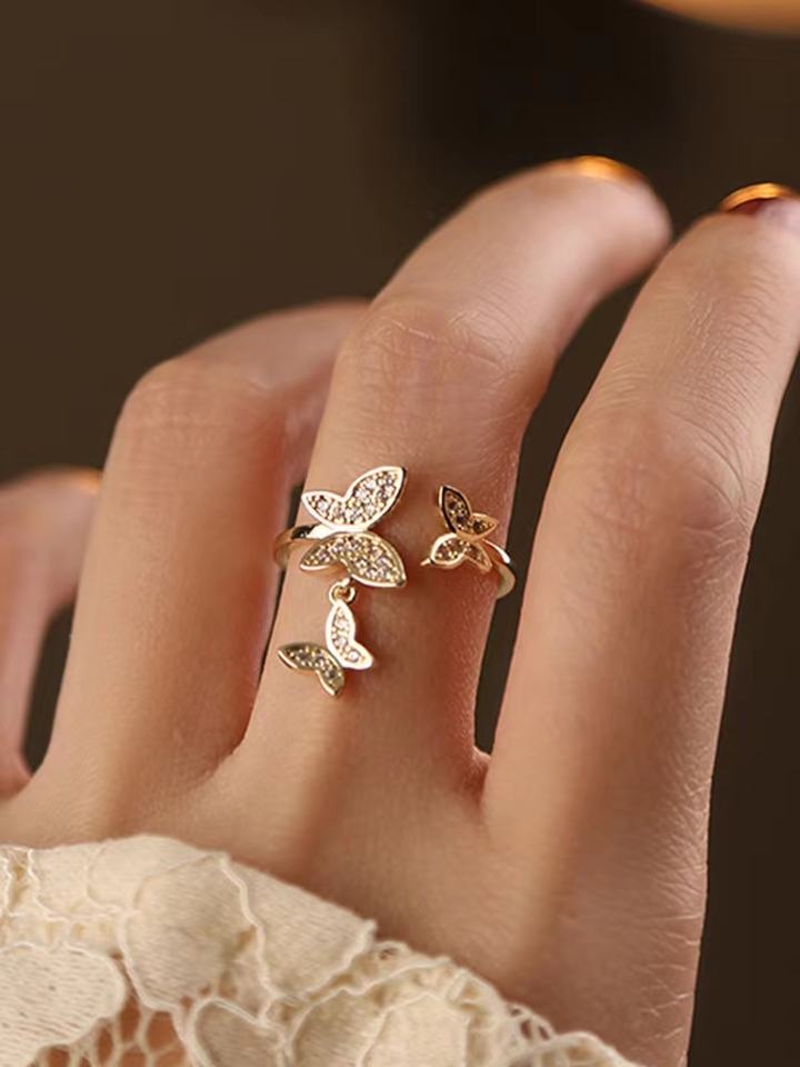 Adjustable Butterfly Finger Ring For Women (Free Size)