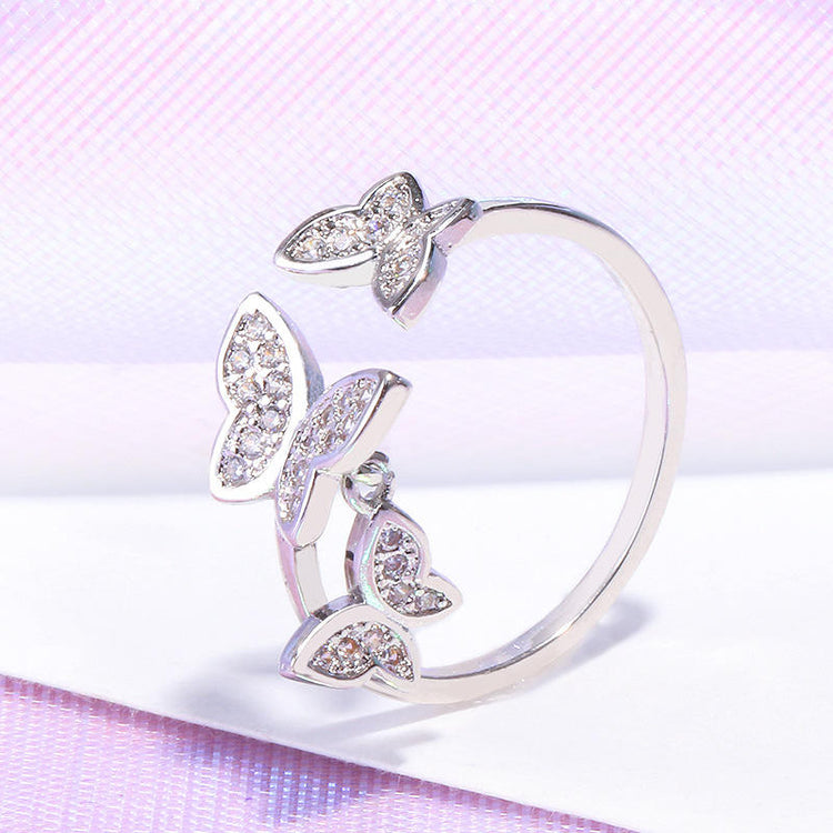 Adjustable Butterfly Finger Ring For Women (Free Size)