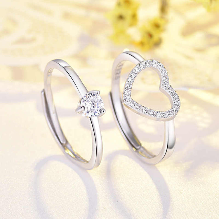 Adjustable Heart 2 In 1 Finger Ring For Women (Free Size)