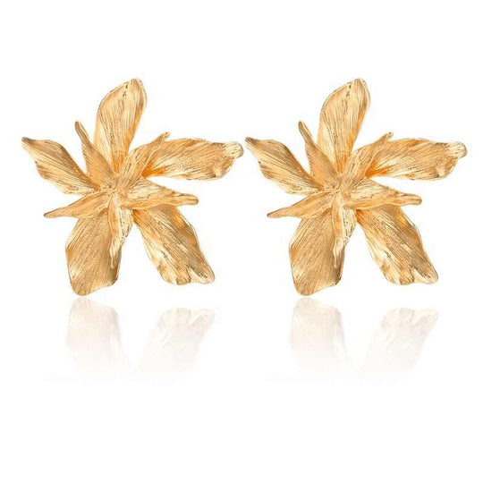 Gold Fan Earrings for Women | 18K Yellow Gold Plated - Rare1Studio