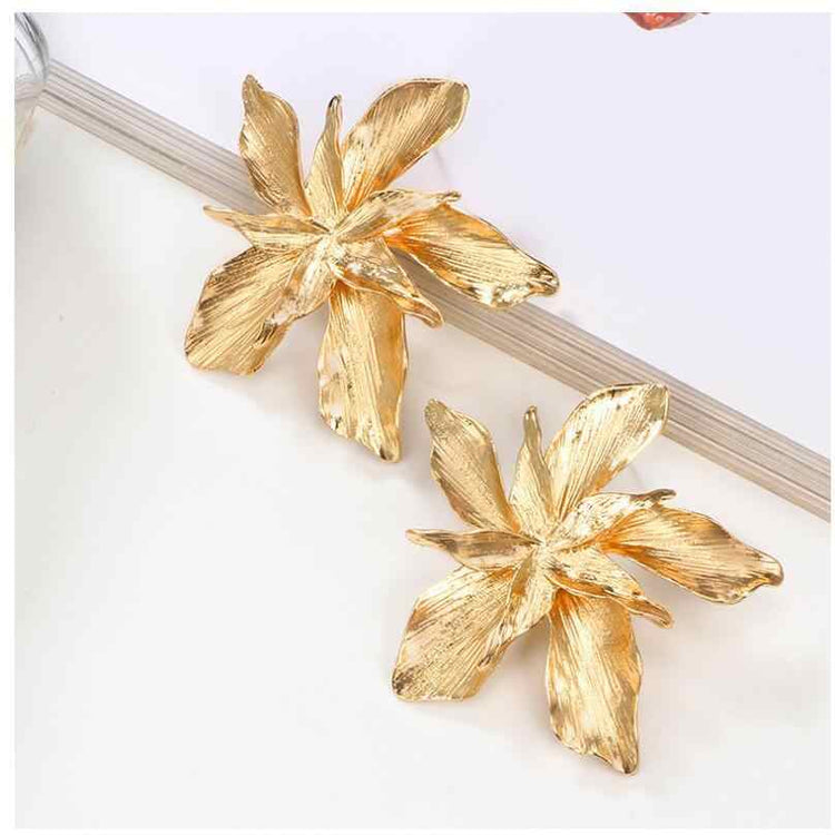 Gold Fan Earrings for Women | 18K Yellow Gold Plated - Rare1Studio