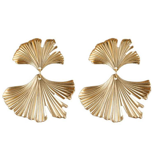 18K Yellow  Gold Plated Leaf Everyday Wear Drop Earrings for Women | Delicate Leaf Design - Rare1Studio