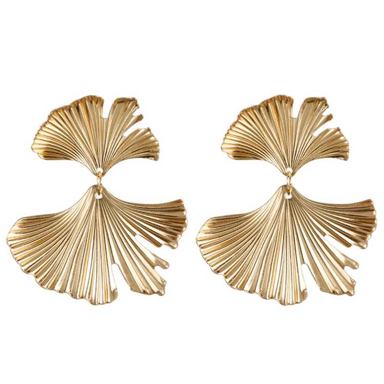 18K Yellow  Gold Plated Leaf Everyday Wear Drop Earrings for Women | Delicate Leaf Design - Rare1Studio