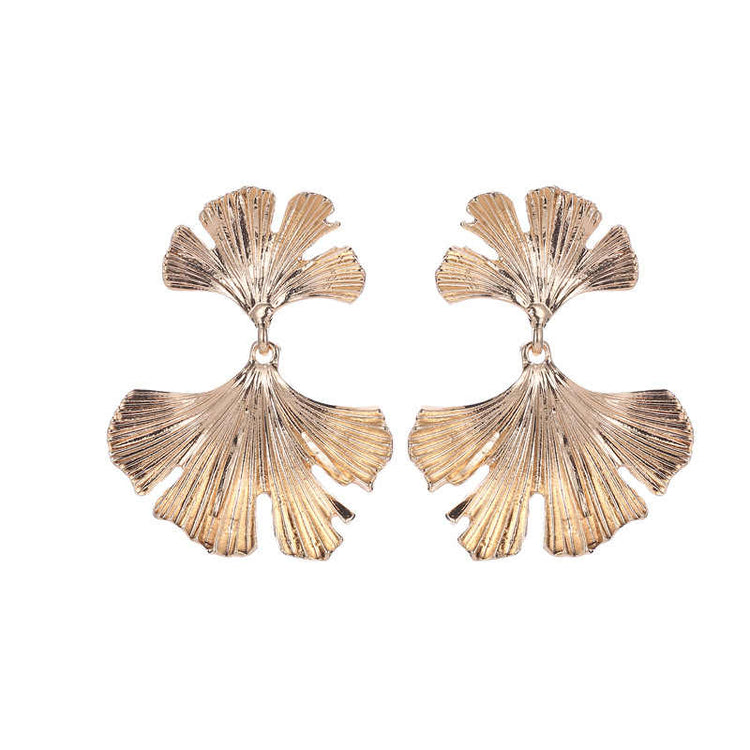 18K Yellow  Gold Plated Leaf Everyday Wear Drop Earrings for Women | Delicate Leaf Design - Rare1Studio