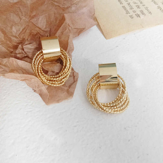 Chic Gold Hoop Earrings for Women | 18K Yellow Gold Plate | Twisted Design - Rare1Studio