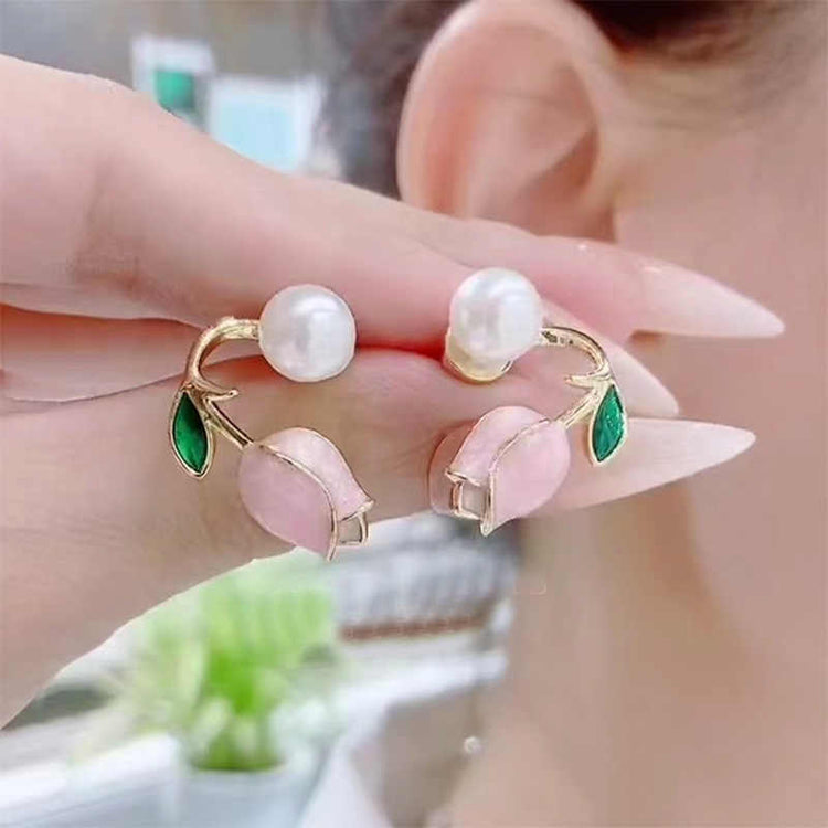 Flower Pearl Patterned Stud Ear Jacket for Women: Stylish Earrings for Parties, Weddings, and Everyday Wear - Rare1Studio