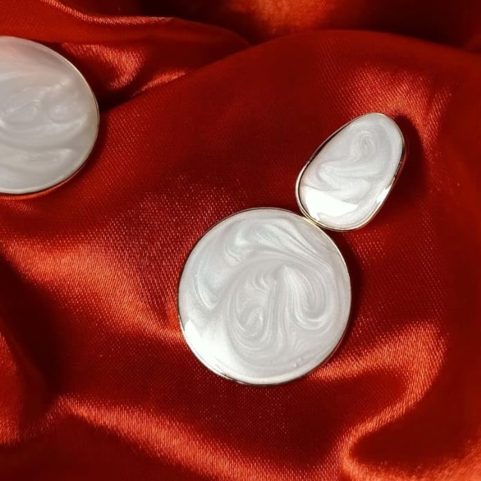 Elegant Marble Finish Rhodium Polished Earrings: Timeless Sophistication - Rare1Studio