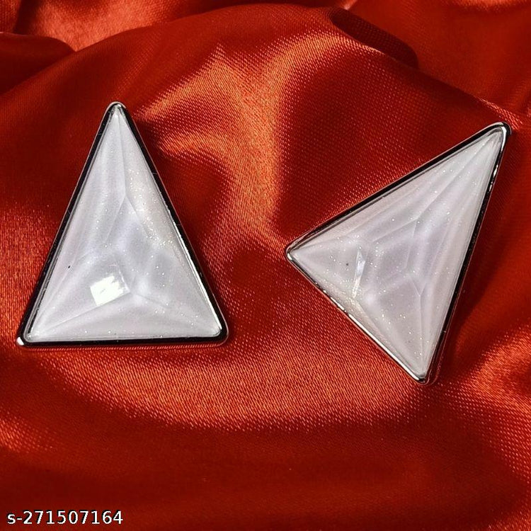 Exaggerated Big Triangle Shaped Stud Earrings Geometric Gold Plated Multicolor Earrings - Rare1Studio