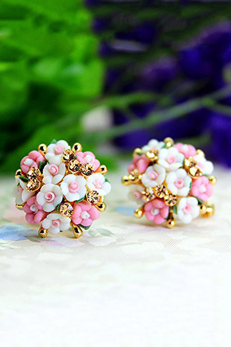 Floral Blossom Earrings for Women | Handmade Resin Earrings with Small Engraved Flowers - Rare1Studio