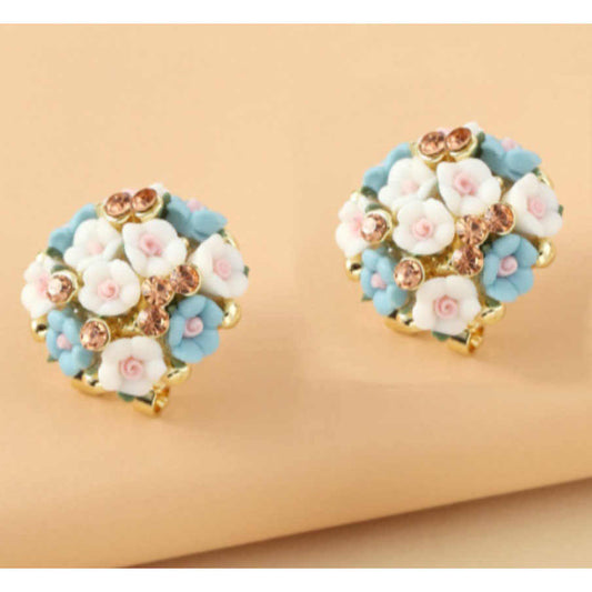 Floral Blossom Earrings for Women | Handmade Resin Earrings with Small Engraved Flowers - Rare1Studio