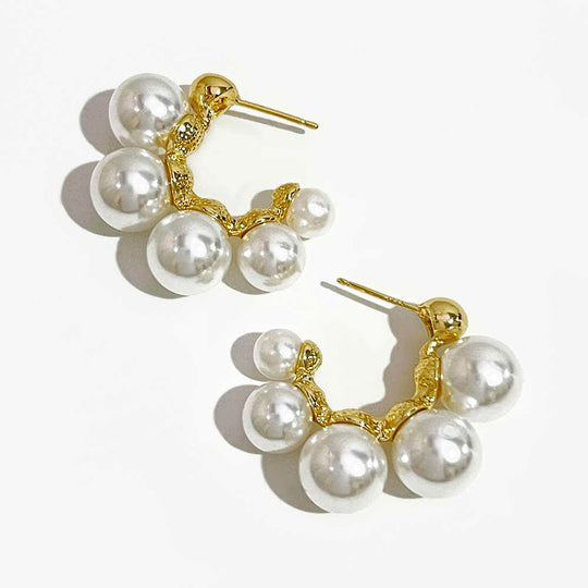 Trendy Pearl Patterned Hoop Earrings for Women: Stylish Jewellery for Parties, Weddings, and Everyday Wear - Rare1Studio