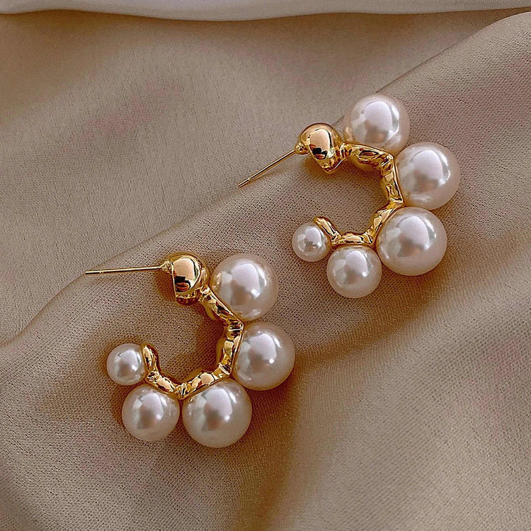 Trendy Pearl Patterned Hoop Earrings for Women: Stylish Jewellery for Parties, Weddings, and Everyday Wear - Rare1Studio