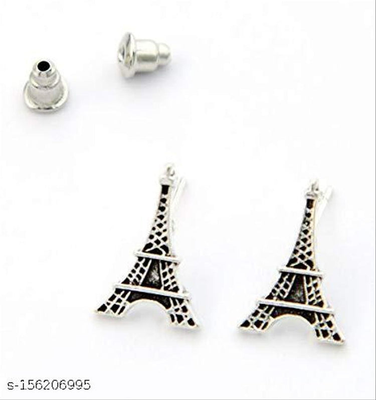 Oxidised Silver Plated Eiffel Tower Shaped Studs Light Weight Earring | Dally wear earrings - Rare1Studio