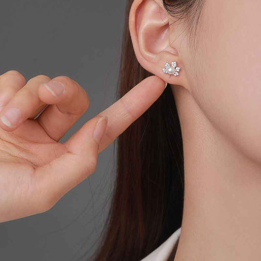 SILVER PEARL WITH ZIRCONIA STONE  |Trendy Silver  Pearls stud earrings - Rare1Studio