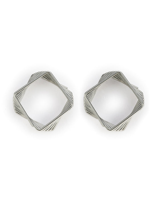 Trendy Square Silver Hoop Earrings for Women - Rare1Studio