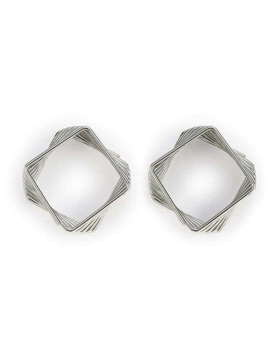 Trendy Square Silver Hoop Earrings for Women - Rare1Studio