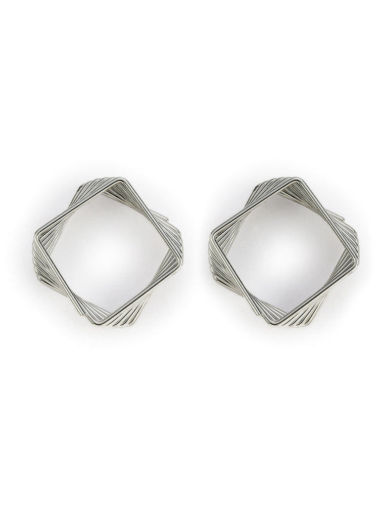 Trendy Square Silver Hoop Earrings for Women - Rare1Studio