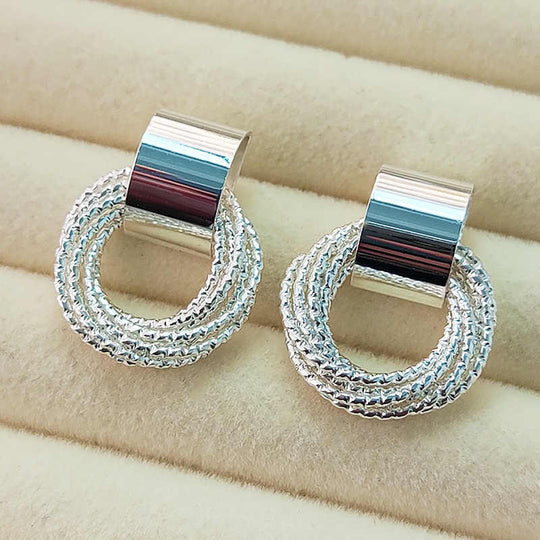 Twisted Hoop Earrings for Women | | Unique and Elegant | Geometric Round Hoop Stud Earring | Twist Multi Layer Earring - Rare1Studio