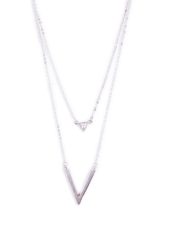 Silver Triangle Pendant Necklace for Women - Rare1Studio