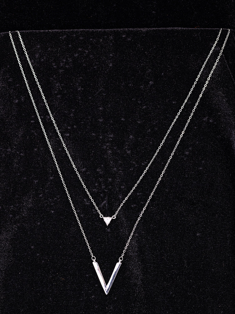 Silver Triangle Pendant Necklace for Women - Rare1Studio