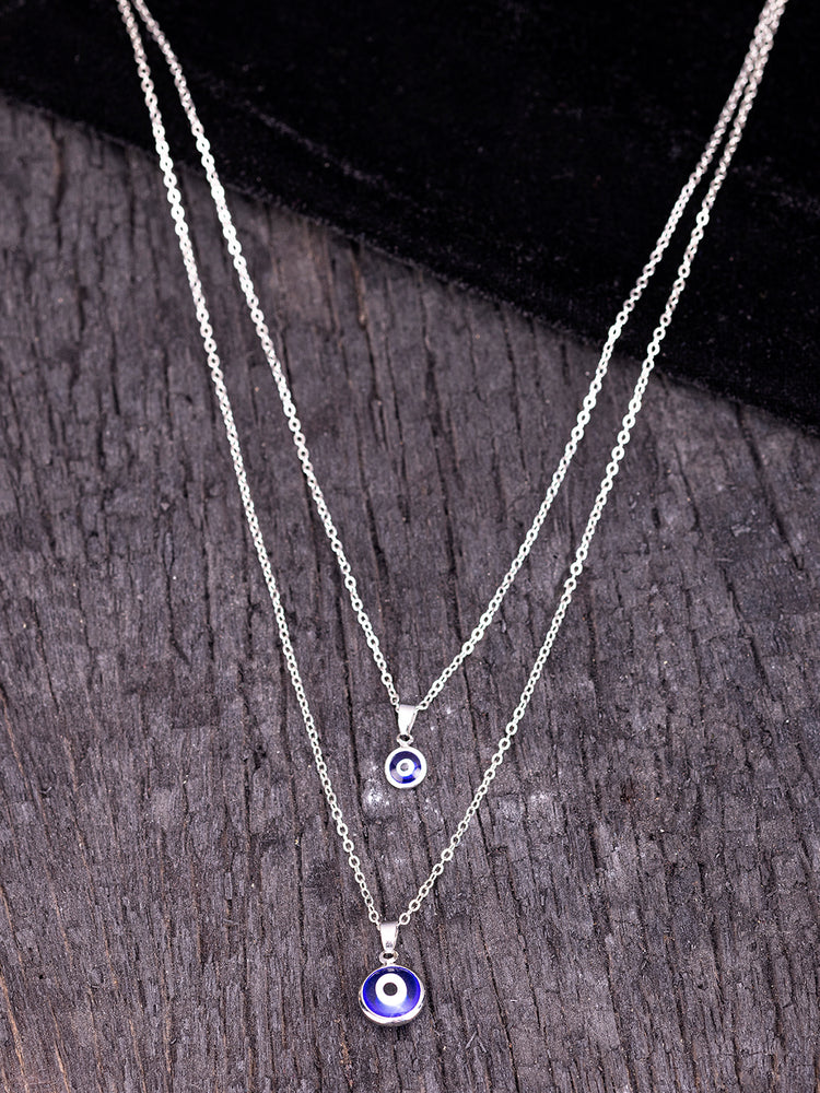 Silver Evil Eye Pendant Necklace for Women - Rare1Studio