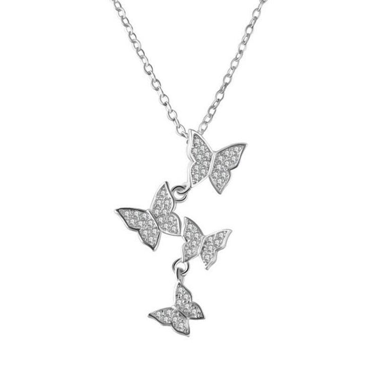 Silver Butterfly Pendant Necklace for Women - Rare1Studio