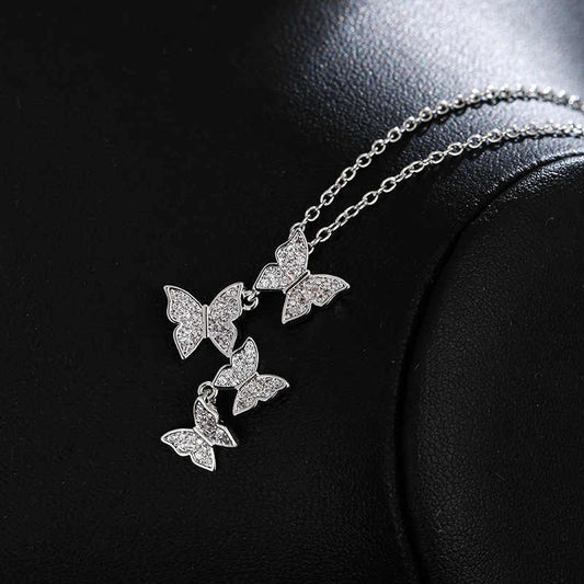 Silver Butterfly Pendant Necklace for Women - Rare1Studio